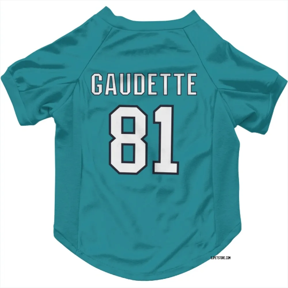 San Jose Sharks Adam Gaudette Teal Pet Jersey for Dog & Cat