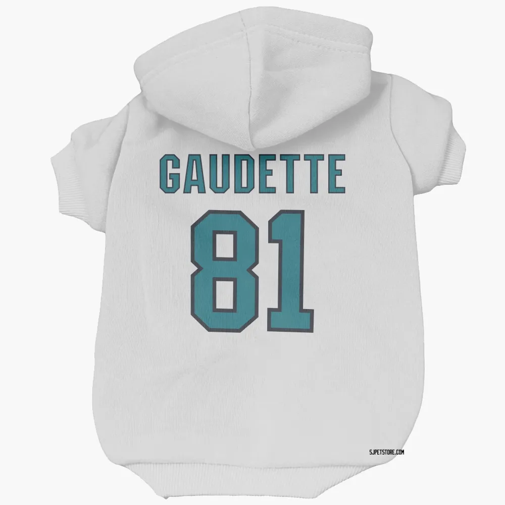 San Jose Sharks Adam Gaudette White Pet Hoodie for Dog & Cat