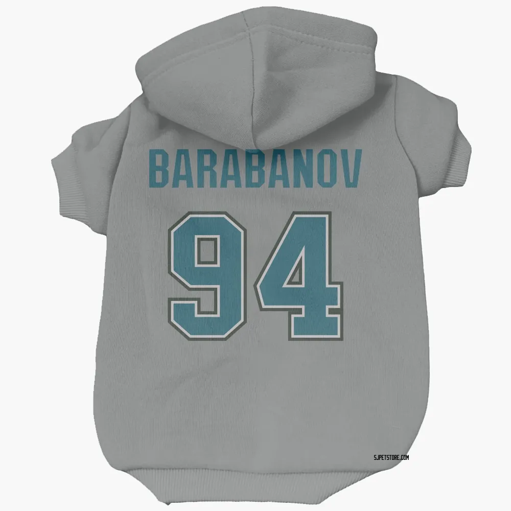 San Jose Sharks Alexander Barabanov Gray Pet Hoodie for Dog & Cat