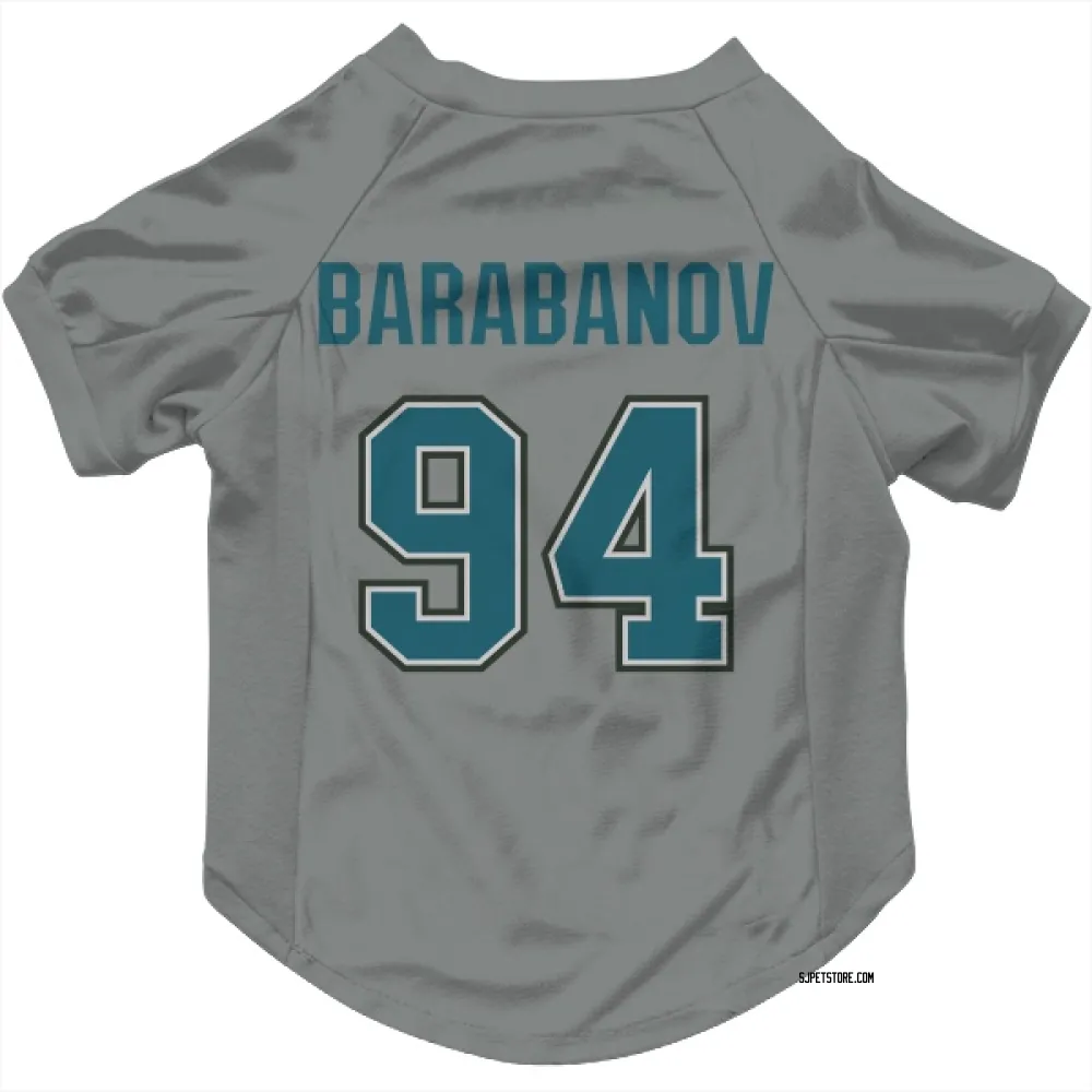 San Jose Sharks Alexander Barabanov Gray Pet Jersey for Dog & Cat