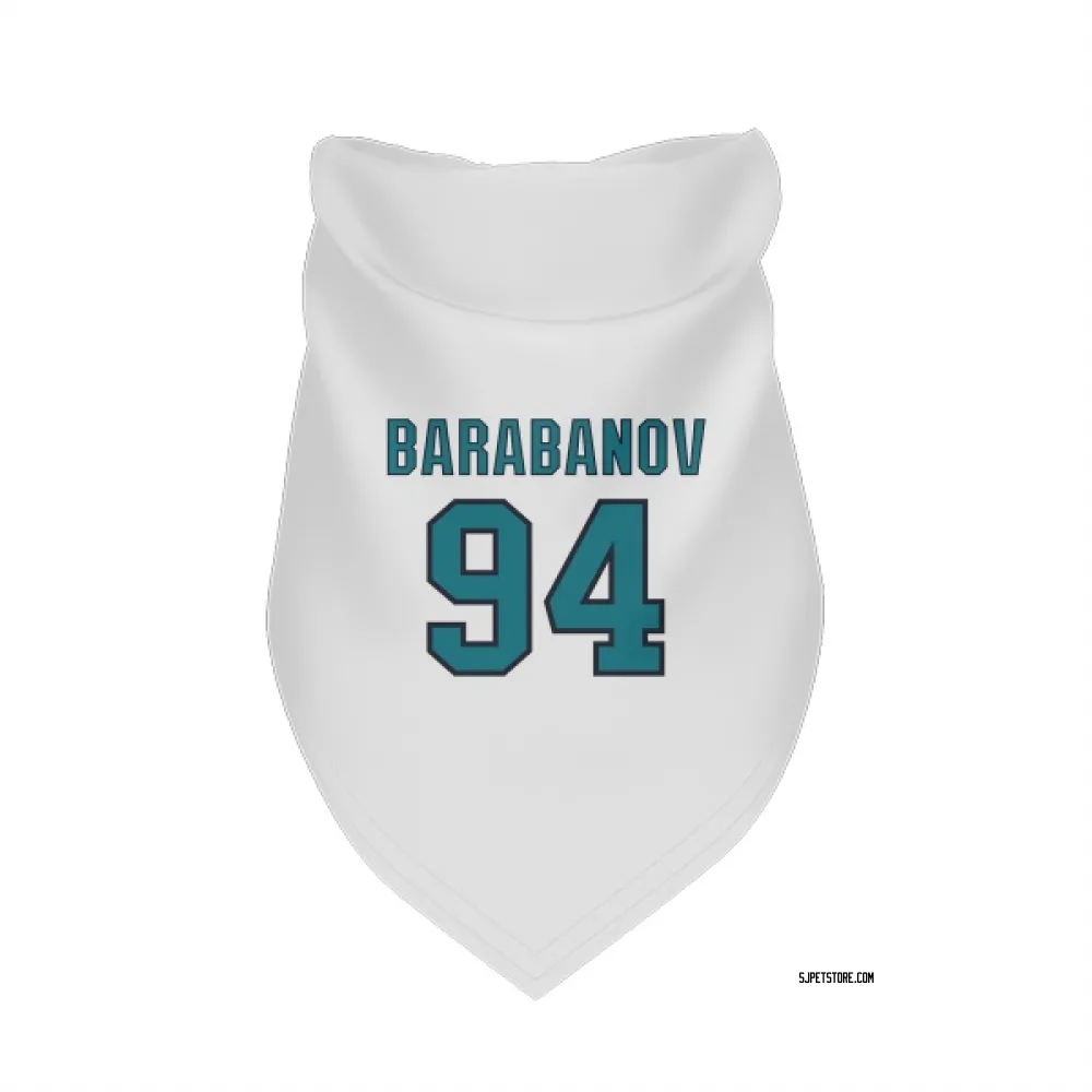 San Jose Sharks Alexander Barabanov White Pet Bandana for Dog & Cat