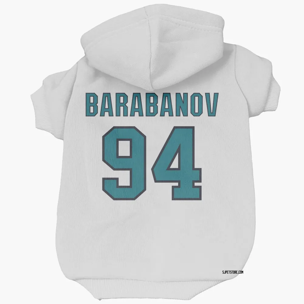 San Jose Sharks Alexander Barabanov White Pet Hoodie for Dog & Cat