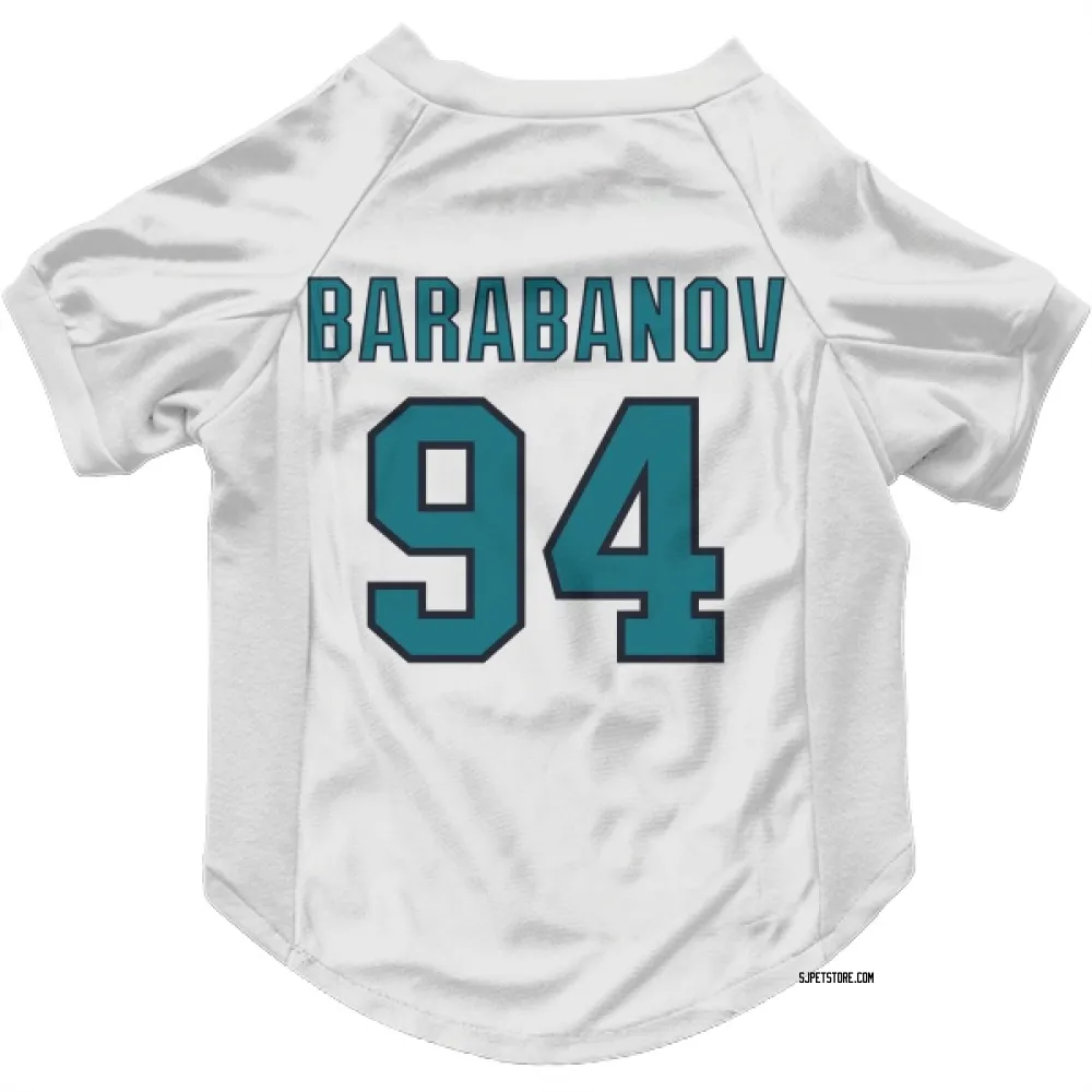 San Jose Sharks Alexander Barabanov White Pet Jersey for Dog & Cat