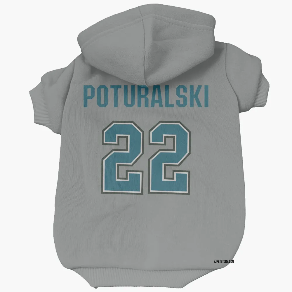 San Jose Sharks Andrew Poturalski Gray Pet Hoodie for Dog & Cat