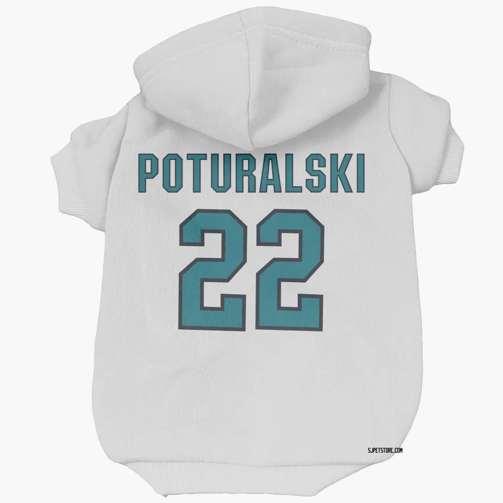 San Jose Sharks Andrew Poturalski White Pet Hoodie for Dog & Cat