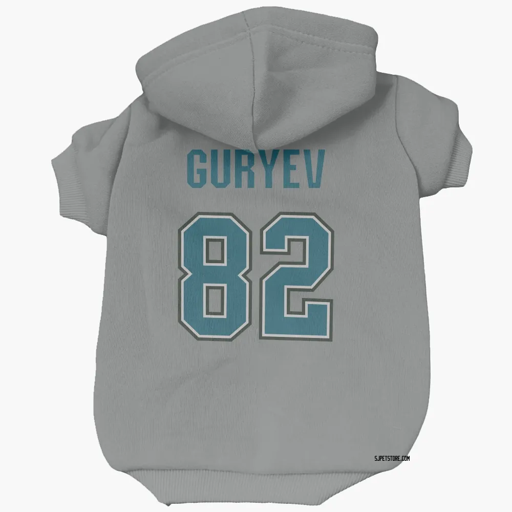 San Jose Sharks Artem Guryev Gray Pet Hoodie for Dog & Cat