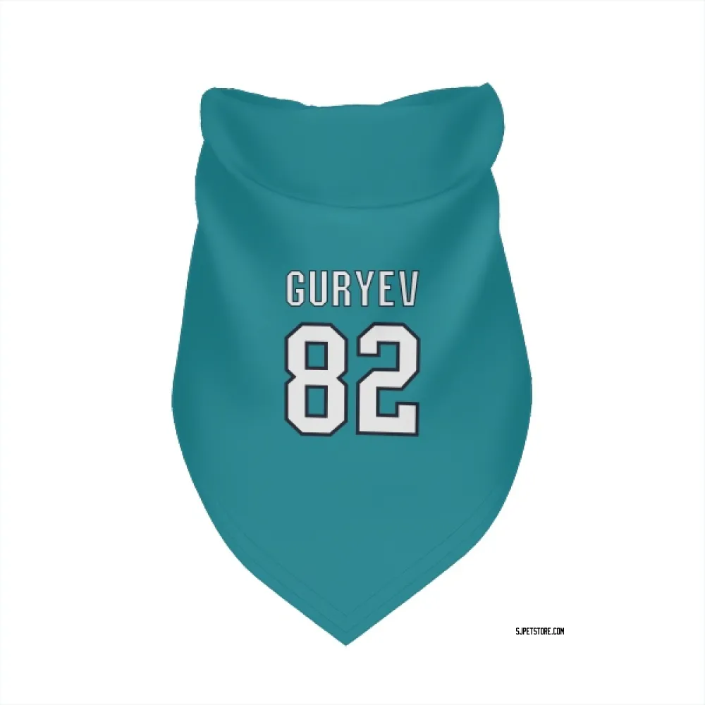 San Jose Sharks Artem Guryev Teal Pet Bandana for Dog & Cat