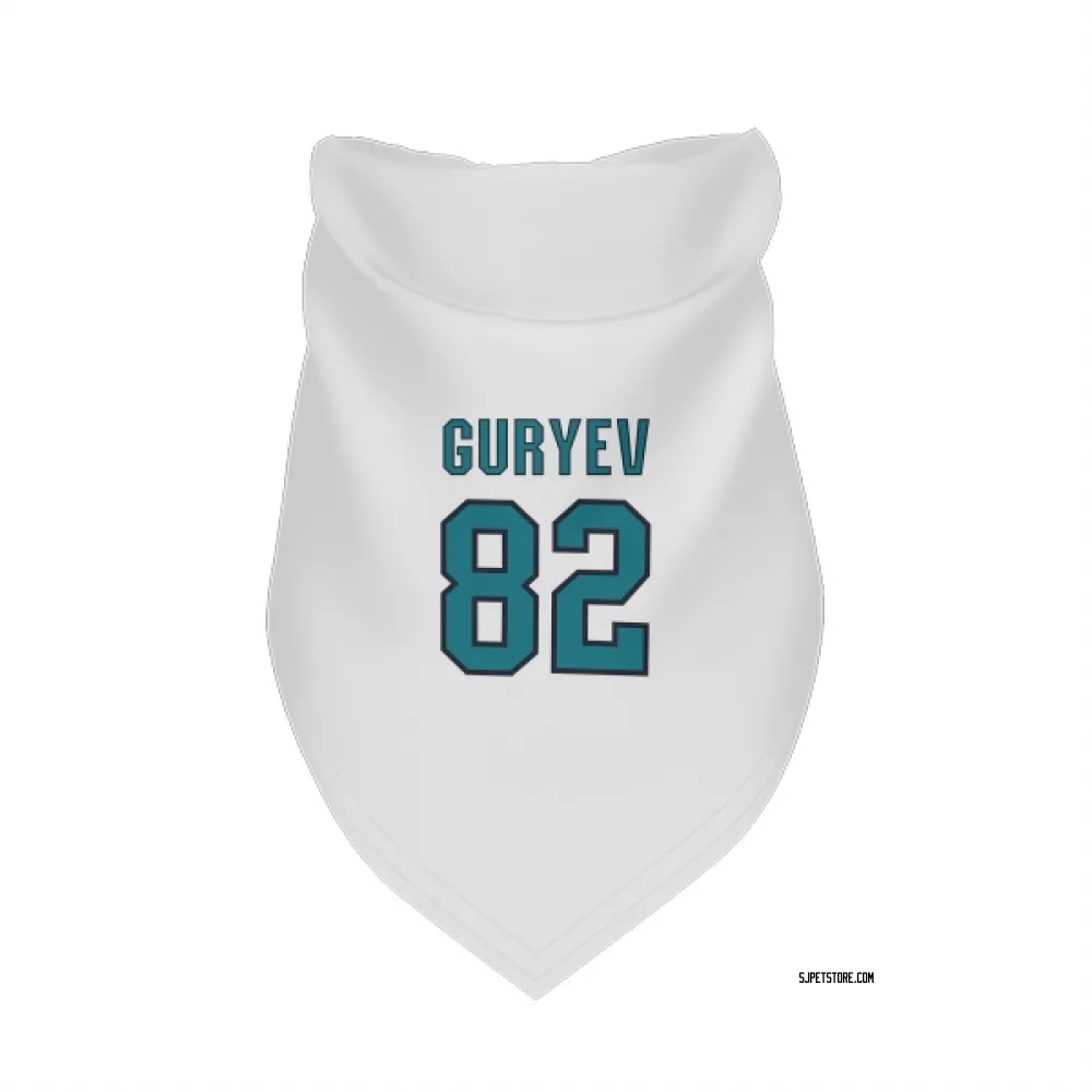 San Jose Sharks Artem Guryev White Pet Bandana for Dog & Cat