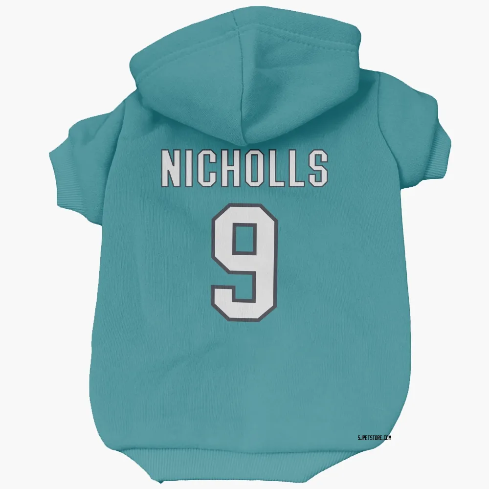 San Jose Sharks Bernie Nicholls Teal Pet Hoodie for Dog & Cat