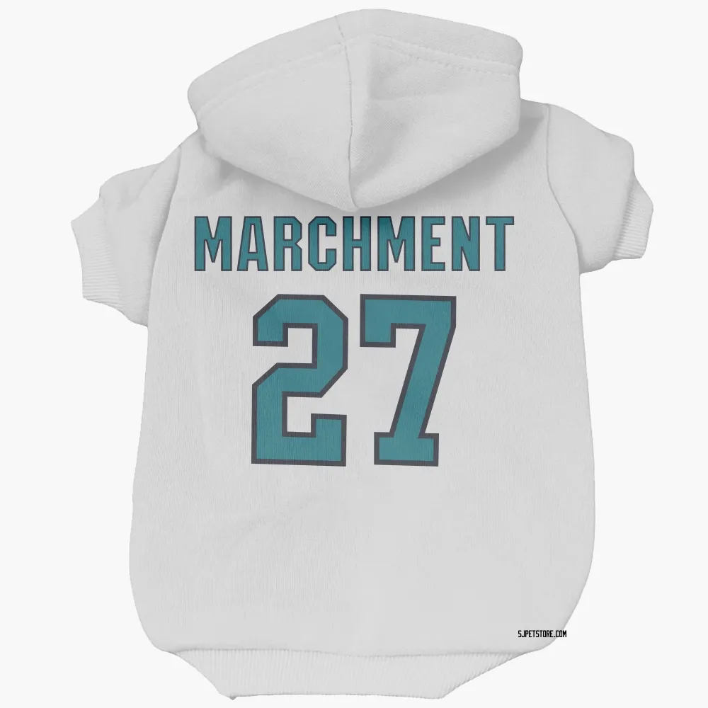 San Jose Sharks Bryan Marchment White Pet Hoodie for Dog & Cat