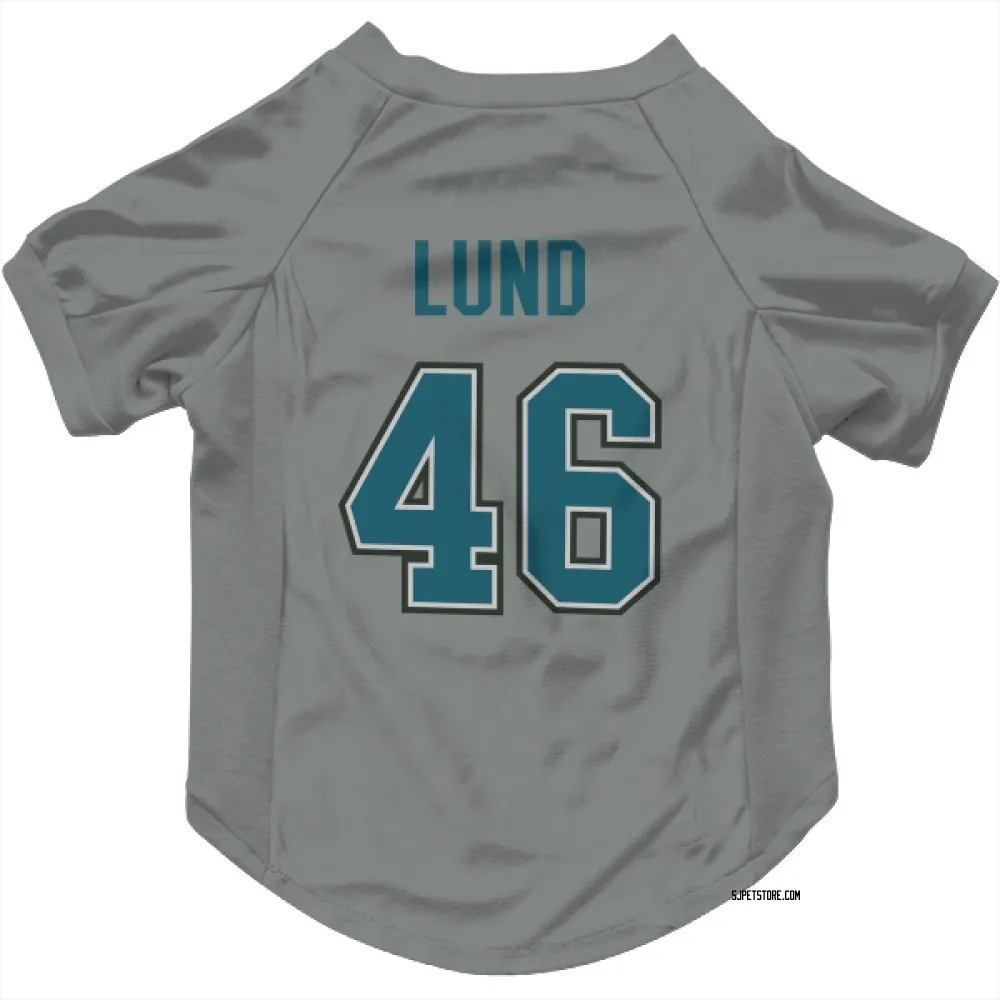 San Jose Sharks Cam Lund Gray Pet Jersey for Dog & Cat