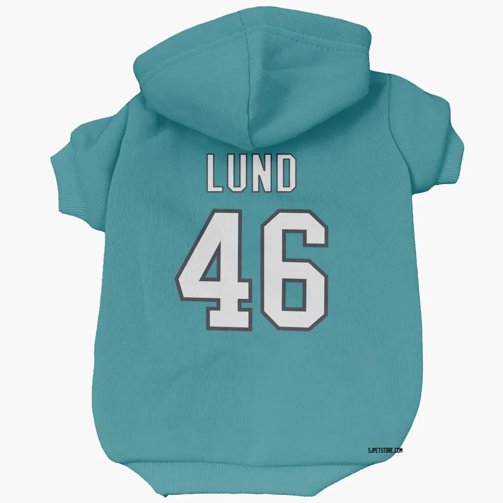 San Jose Sharks Cam Lund Teal Pet Hoodie for Dog & Cat