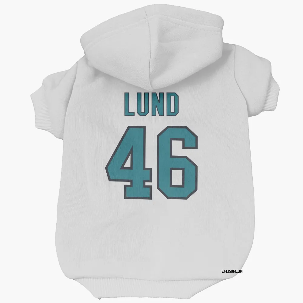 San Jose Sharks Cam Lund White Pet Hoodie for Dog & Cat