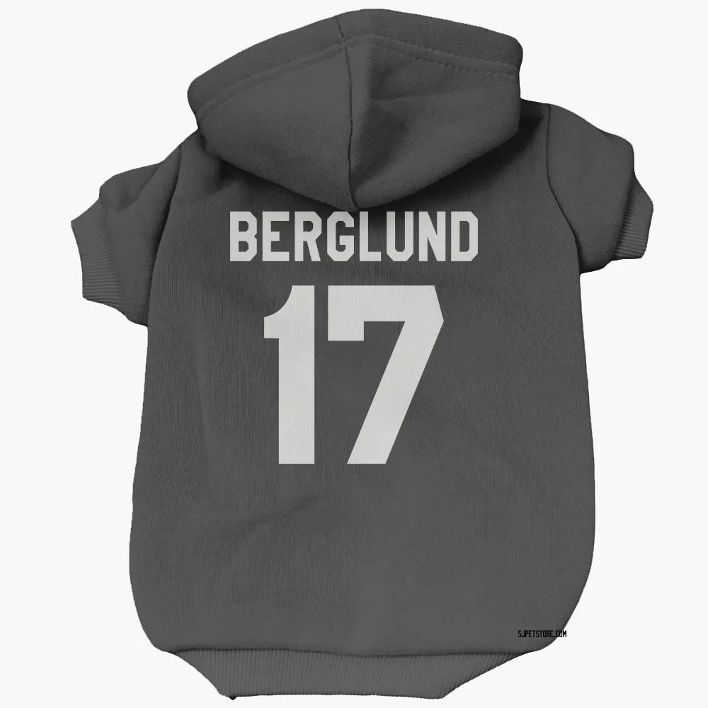 San Jose Sharks Carl Berglund Black White Pet Hoodie for Dog & Cat