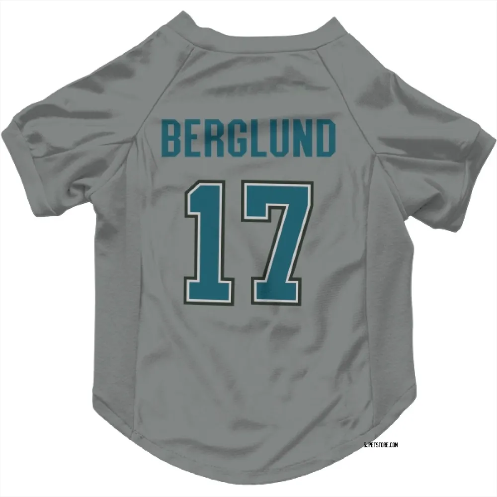 San Jose Sharks Carl Berglund Gray Pet Jersey for Dog & Cat