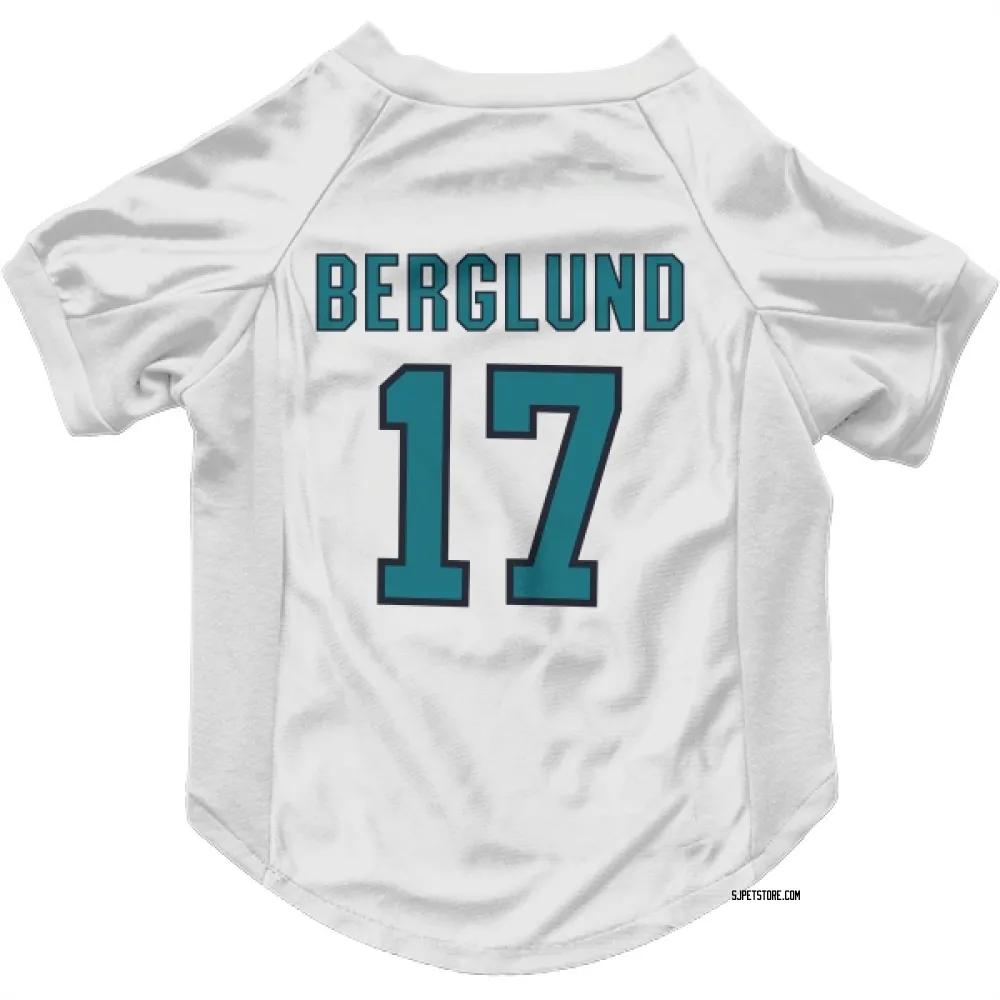 San Jose Sharks Carl Berglund White Pet Jersey for Dog & Cat