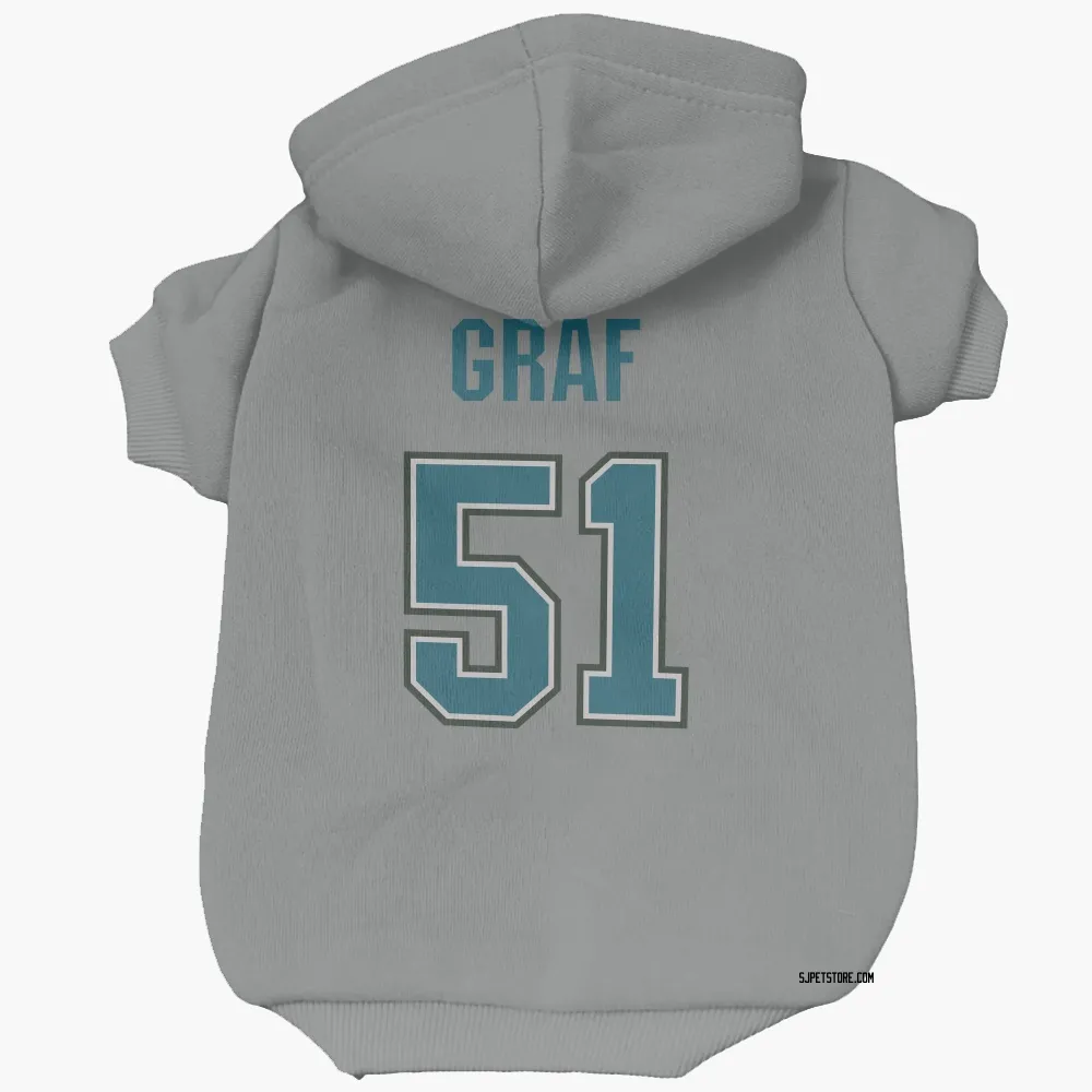 San Jose Sharks Collin Graf Gray Pet Hoodie for Dog & Cat