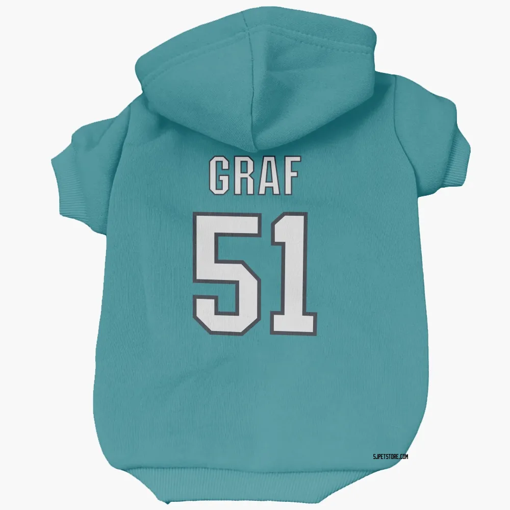 San Jose Sharks Collin Graf Teal Pet Hoodie for Dog & Cat