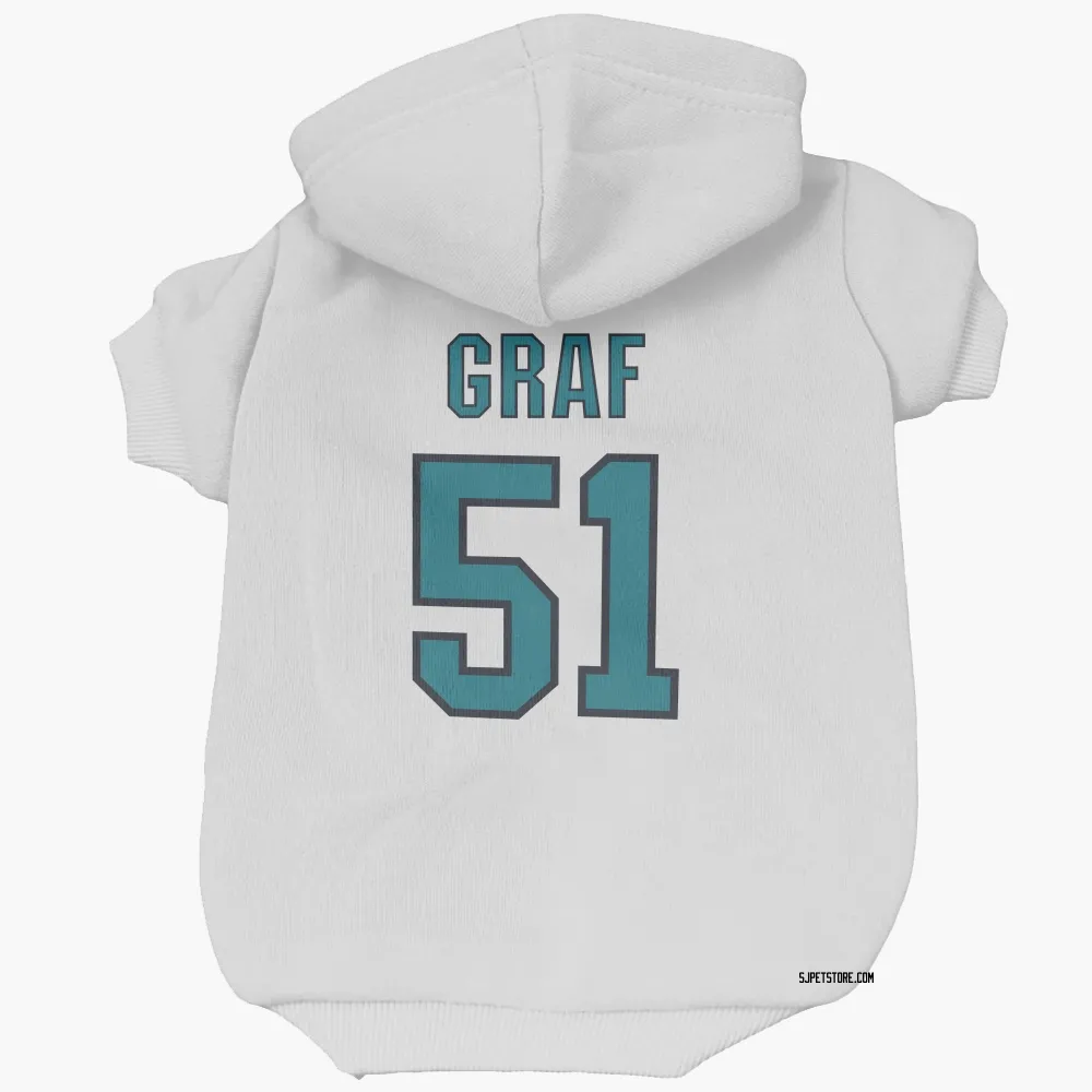 San Jose Sharks Collin Graf White Pet Hoodie for Dog & Cat