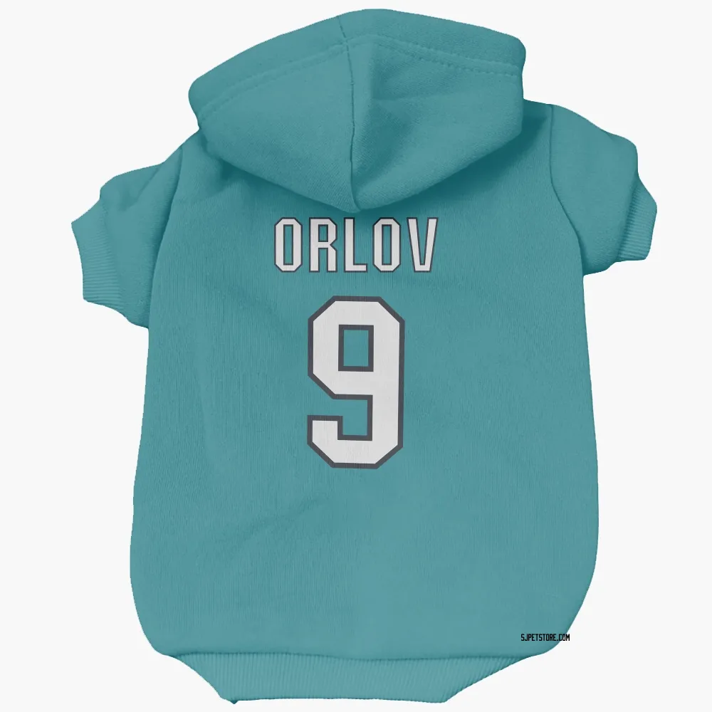 San Jose Sharks Dmitry Orlov Teal Pet Hoodie for Dog & Cat