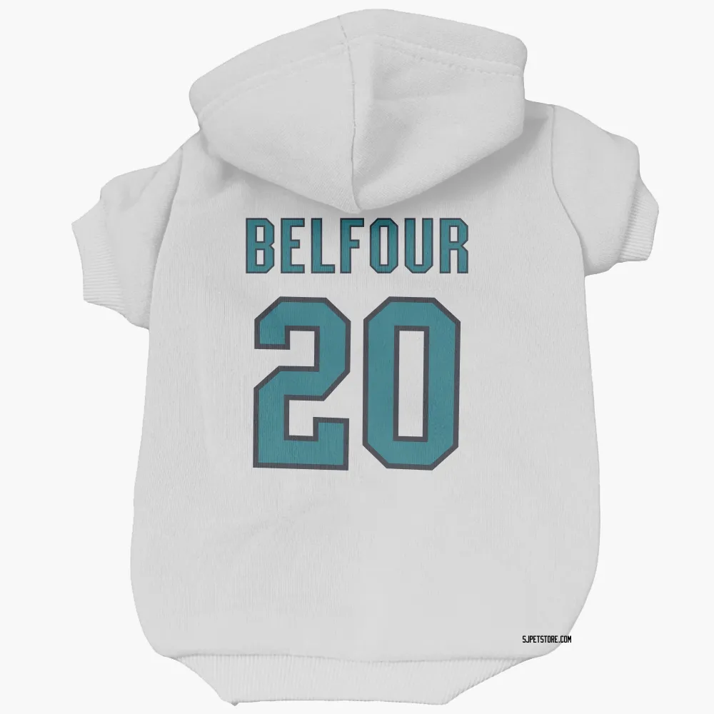 San Jose Sharks Ed Belfour White Pet Hoodie for Dog & Cat