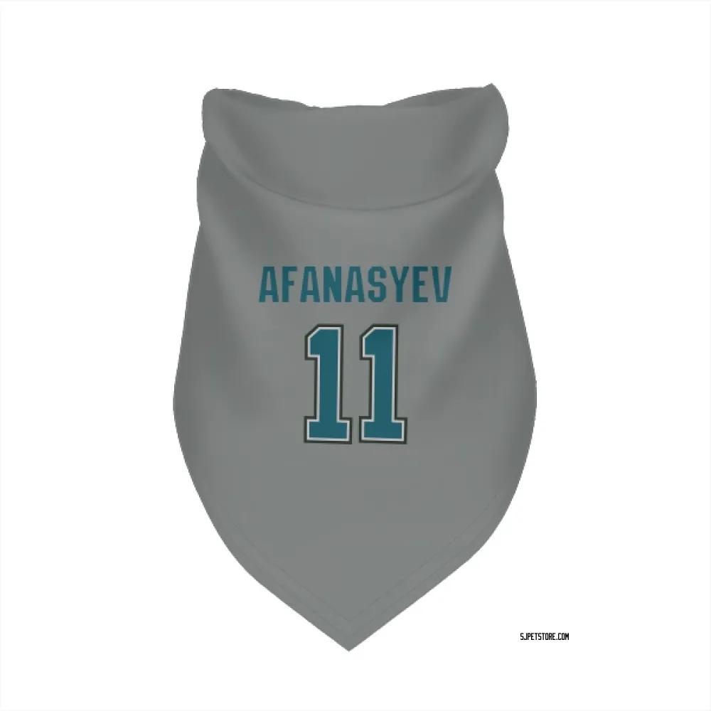 San Jose Sharks Egor Afanasyev Gray Pet Bandana for Dog & Cat