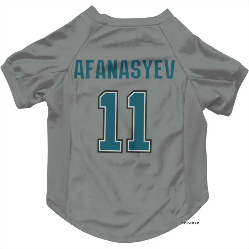 San Jose Sharks Egor Afanasyev Gray Pet Jersey for Dog & Cat