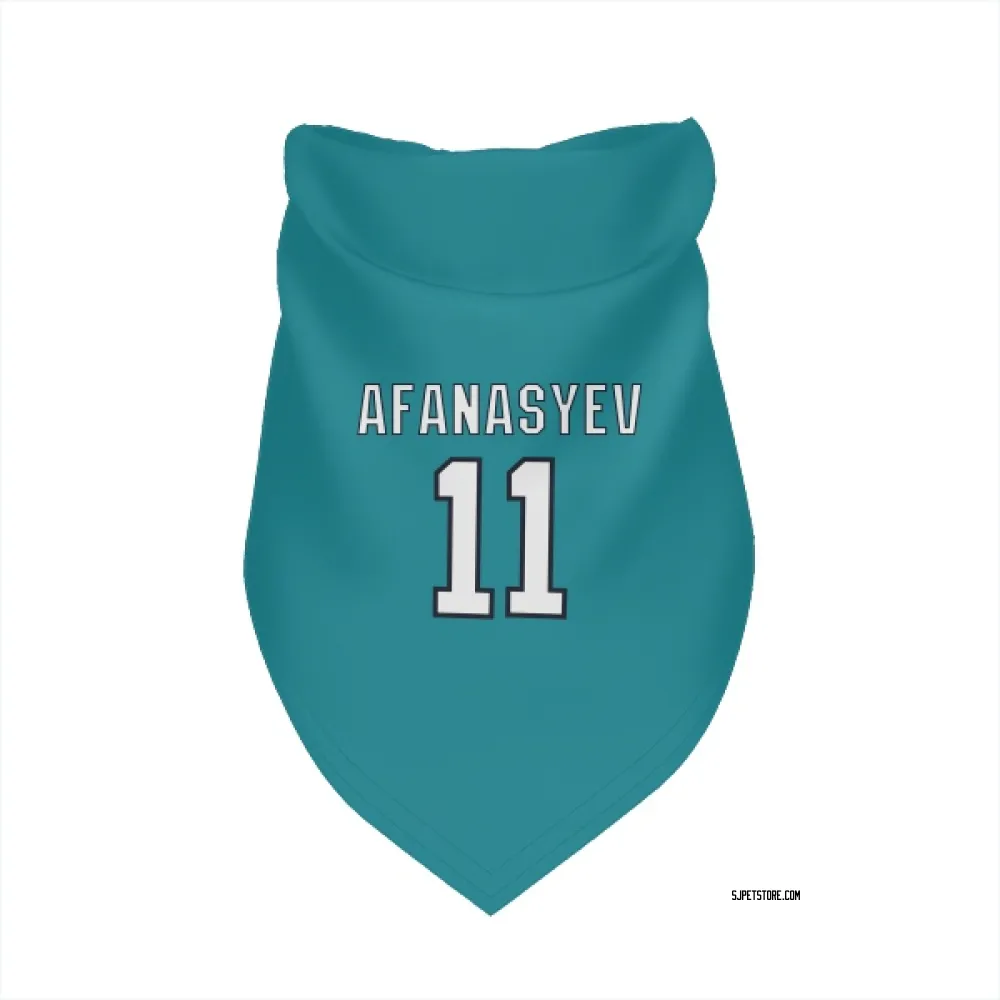 San Jose Sharks Egor Afanasyev Teal Pet Bandana for Dog & Cat