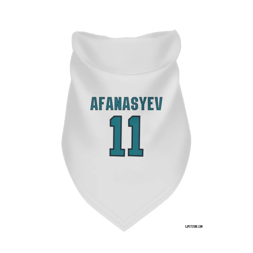 San Jose Sharks Egor Afanasyev White Pet Bandana for Dog & Cat