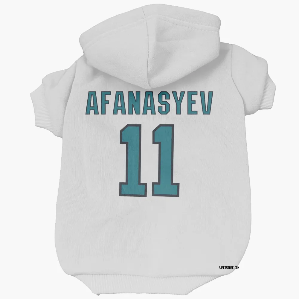 San Jose Sharks Egor Afanasyev White Pet Hoodie for Dog & Cat
