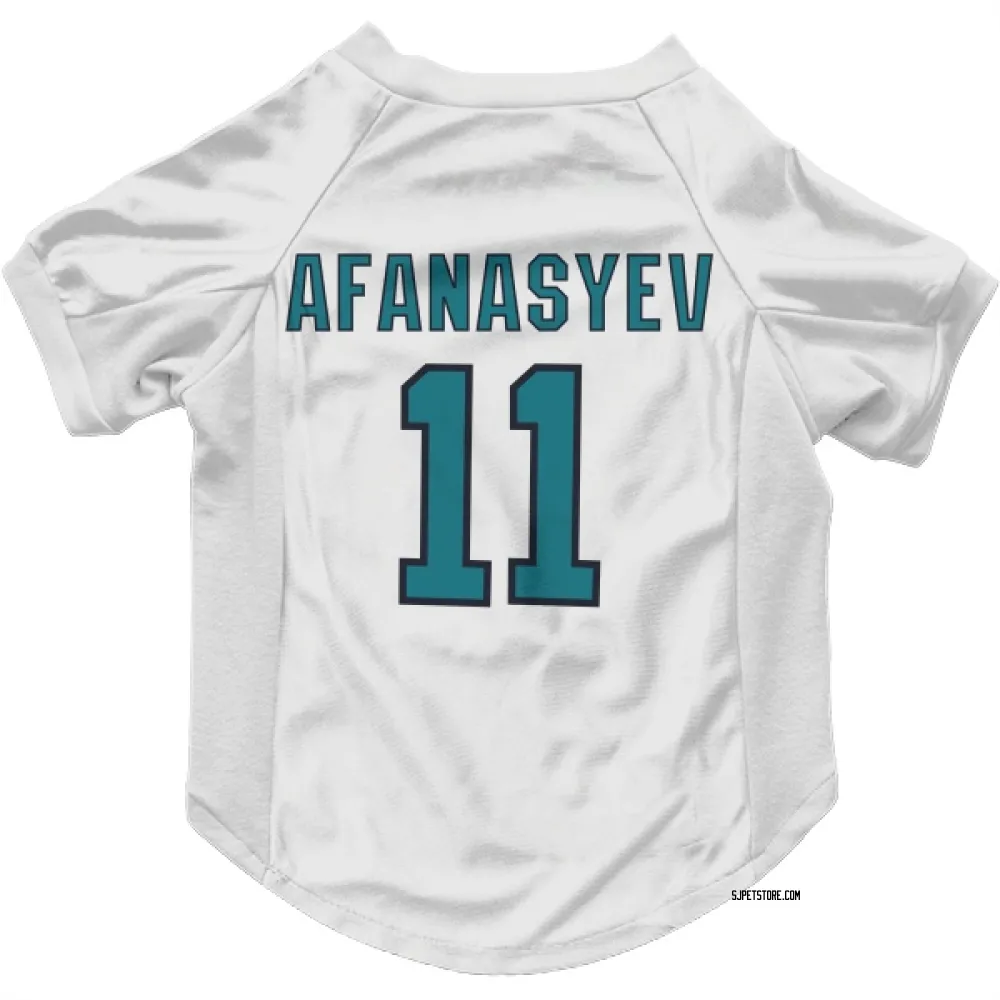 San Jose Sharks Egor Afanasyev White Pet Jersey for Dog & Cat