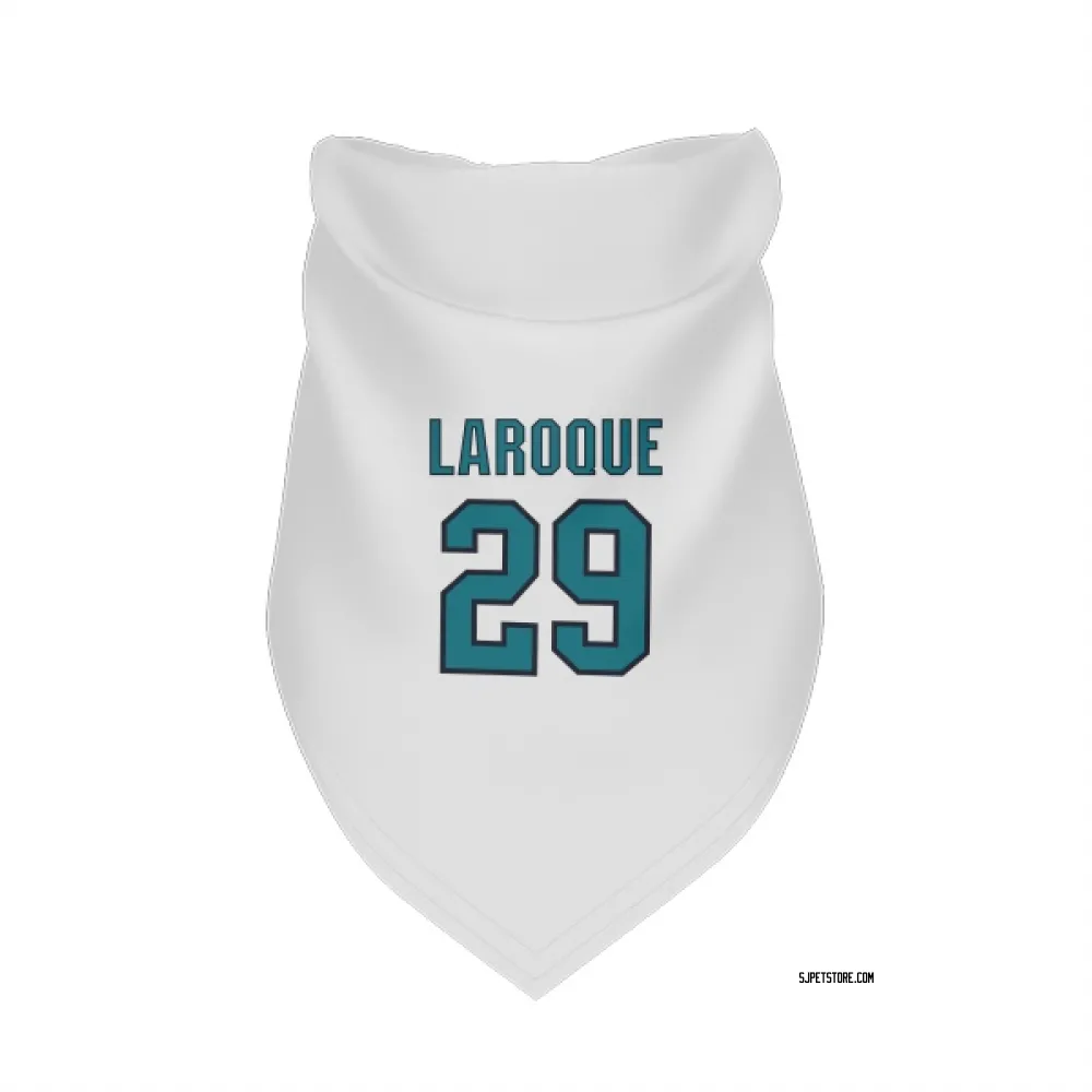 San Jose Sharks Gannon Laroque White Pet Bandana for Dog & Cat
