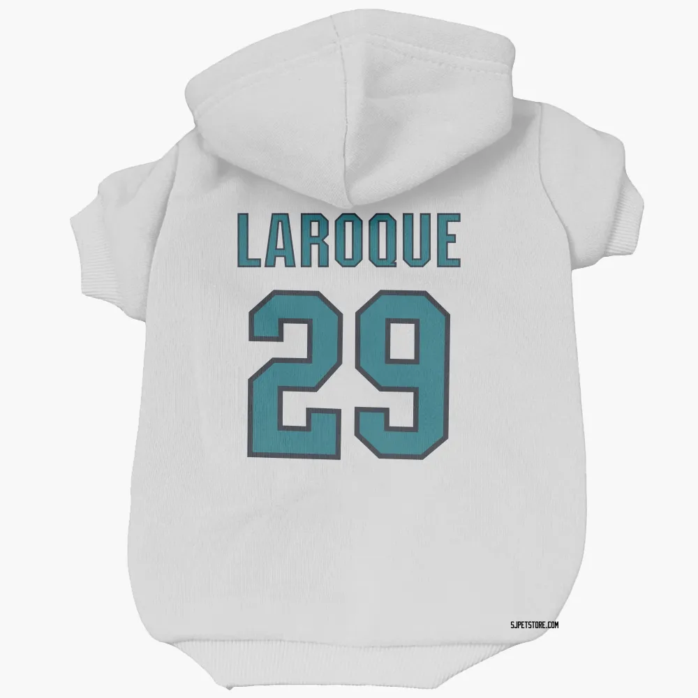 San Jose Sharks Gannon Laroque White Pet Hoodie for Dog & Cat
