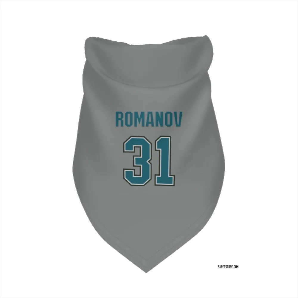 San Jose Sharks Georgi Romanov Gray Pet Bandana for Dog & Cat