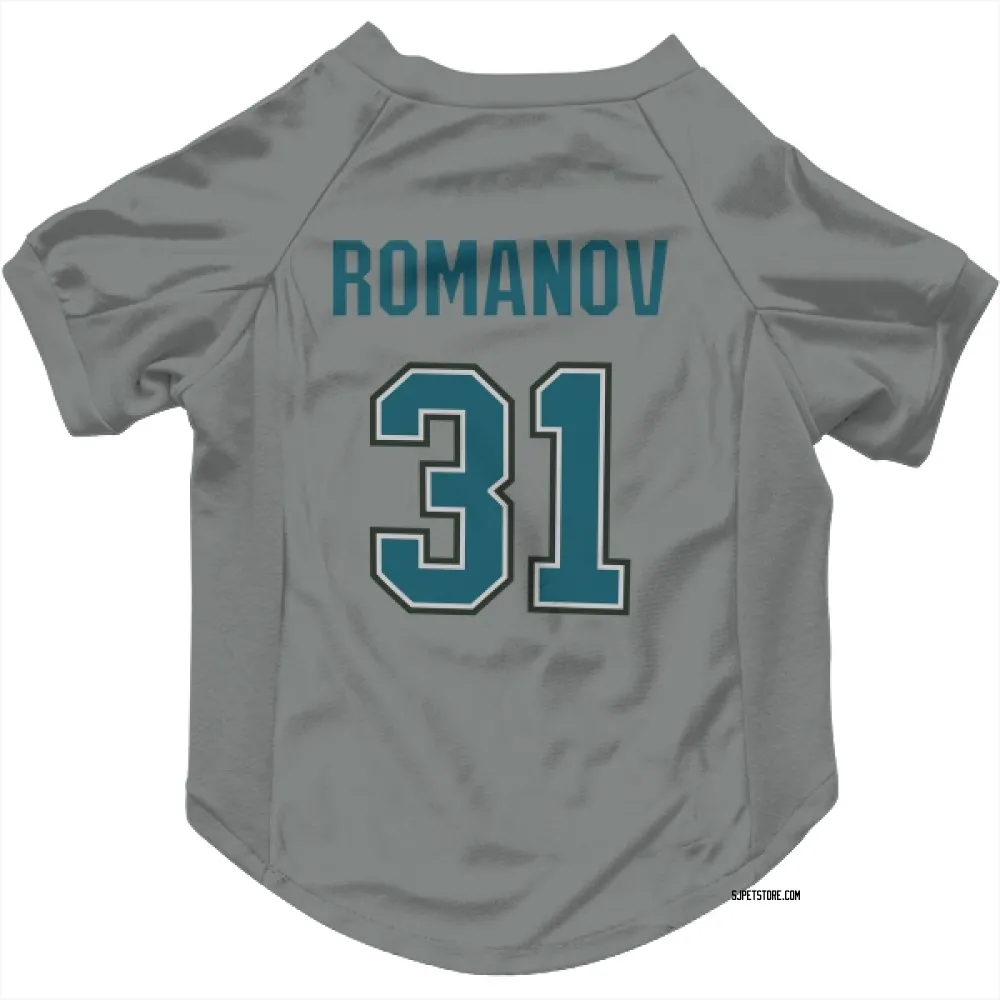 San Jose Sharks Georgi Romanov Gray Pet Jersey for Dog & Cat