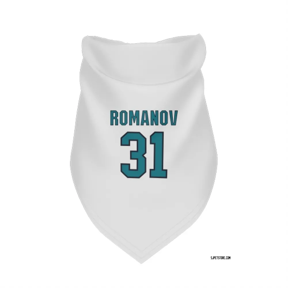 San Jose Sharks Georgi Romanov White Pet Bandana for Dog & Cat