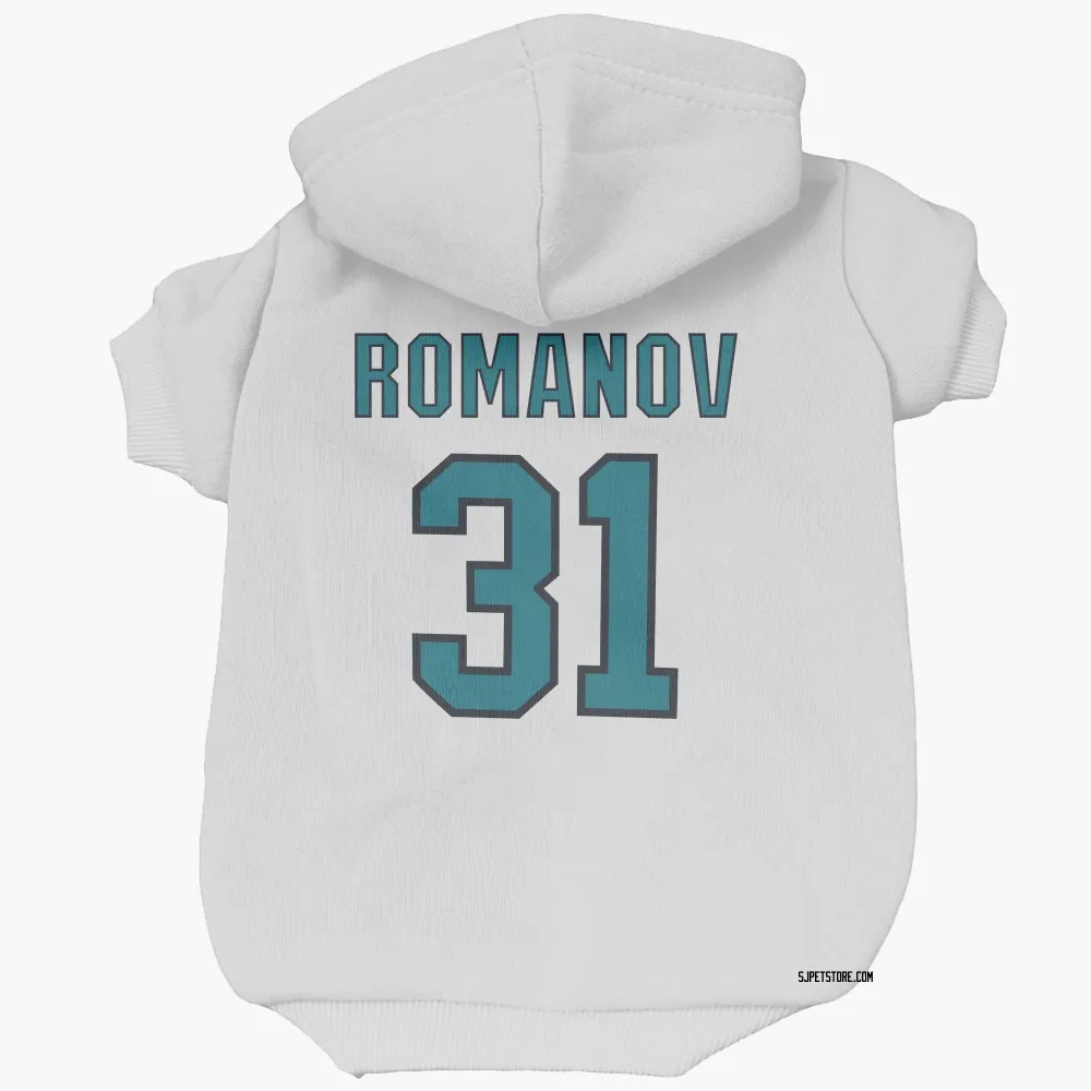 San Jose Sharks Georgi Romanov White Pet Hoodie for Dog & Cat
