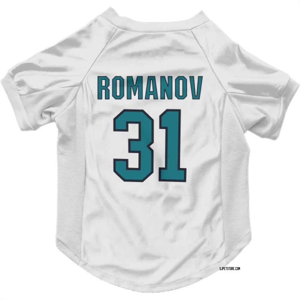 San Jose Sharks Georgi Romanov White Pet Jersey for Dog & Cat