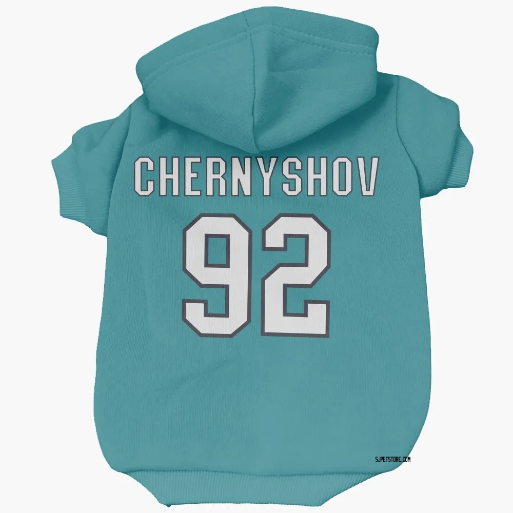 San Jose Sharks Igor Chernyshov Teal Pet Hoodie for Dog & Cat
