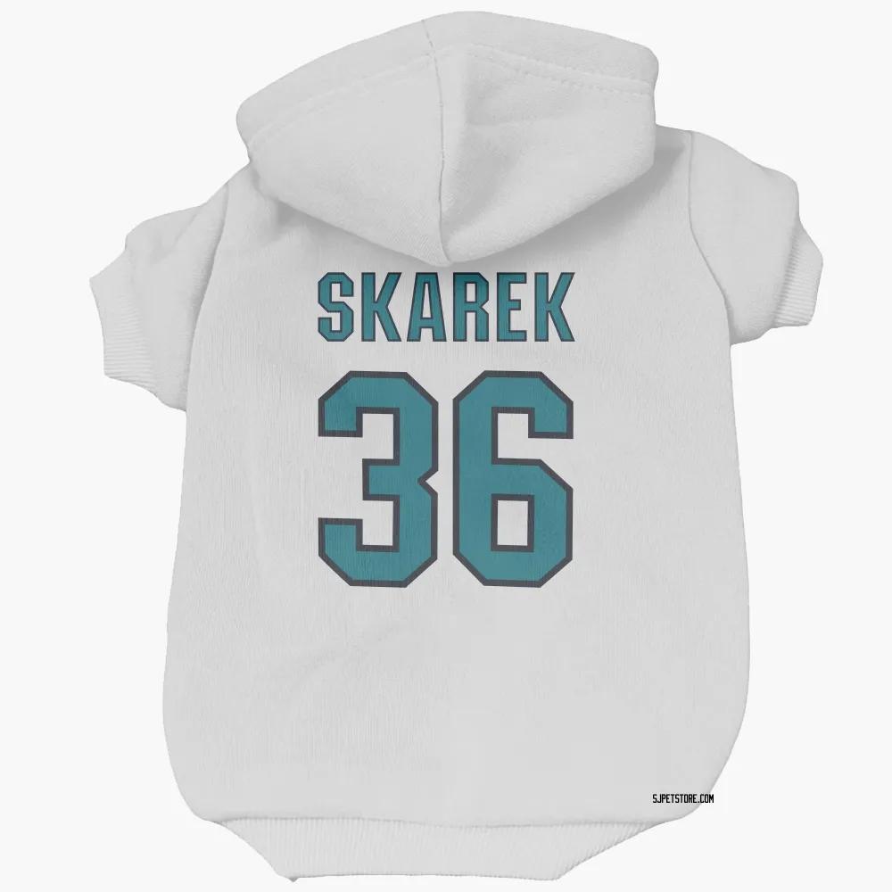San Jose Sharks Jakub Skarek White Pet Hoodie for Dog & Cat