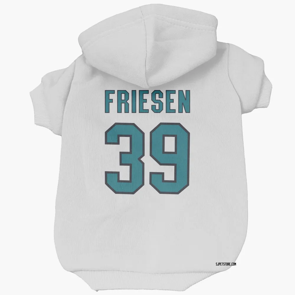San Jose Sharks Jeff Friesen White Pet Hoodie for Dog & Cat