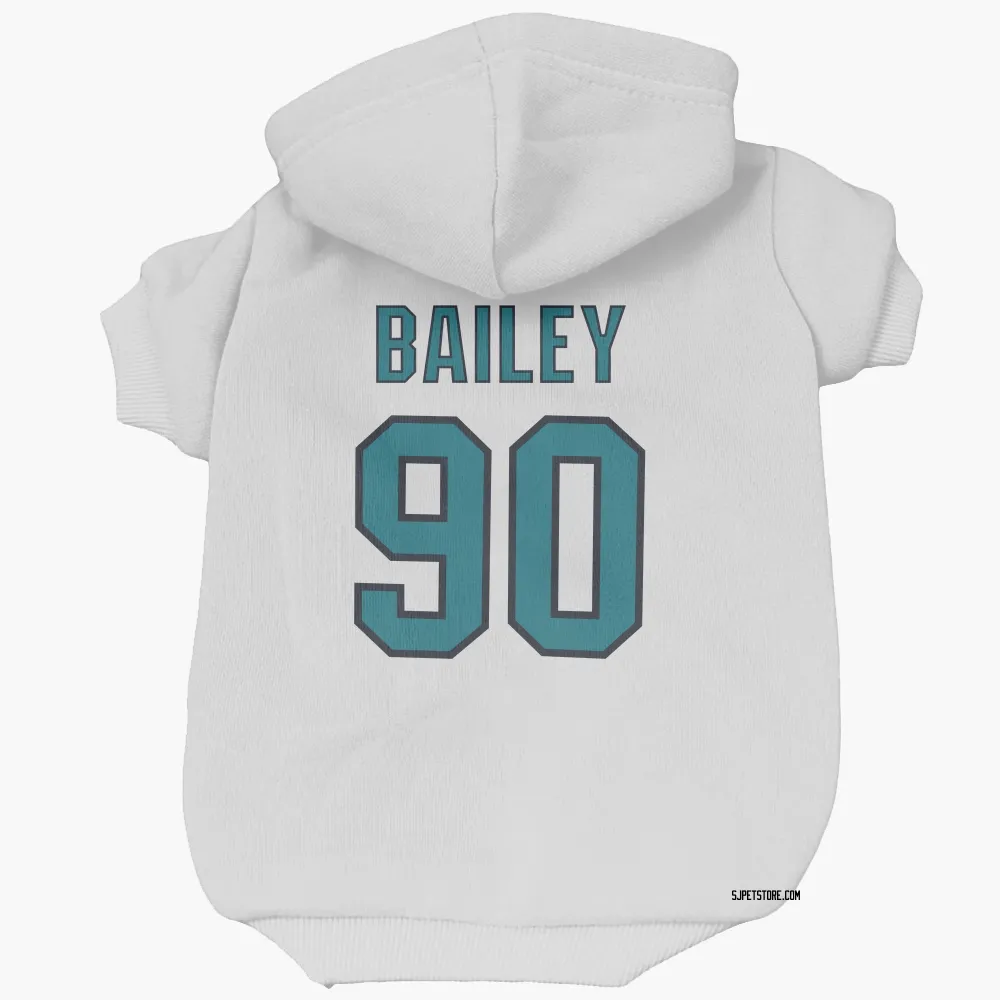 San Jose Sharks Justin Bailey White Pet Hoodie for Dog & Cat