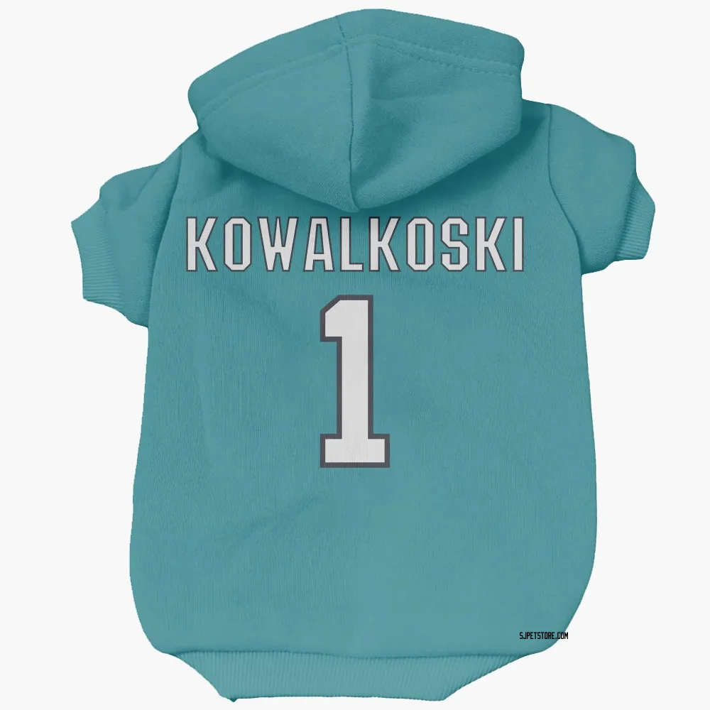 San Jose Sharks Justin Kowalkoski Teal Pet Hoodie for Dog & Cat