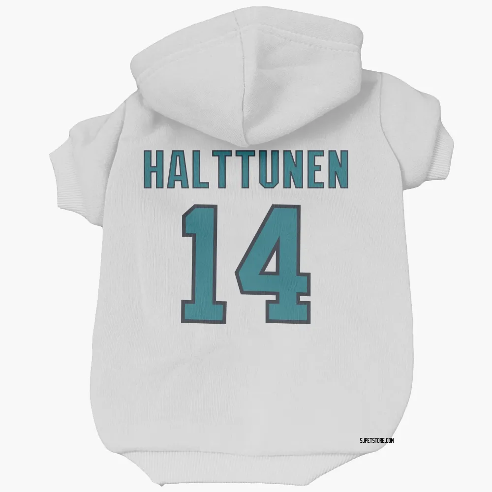 San Jose Sharks Kasper Halttunen White Pet Hoodie for Dog & Cat