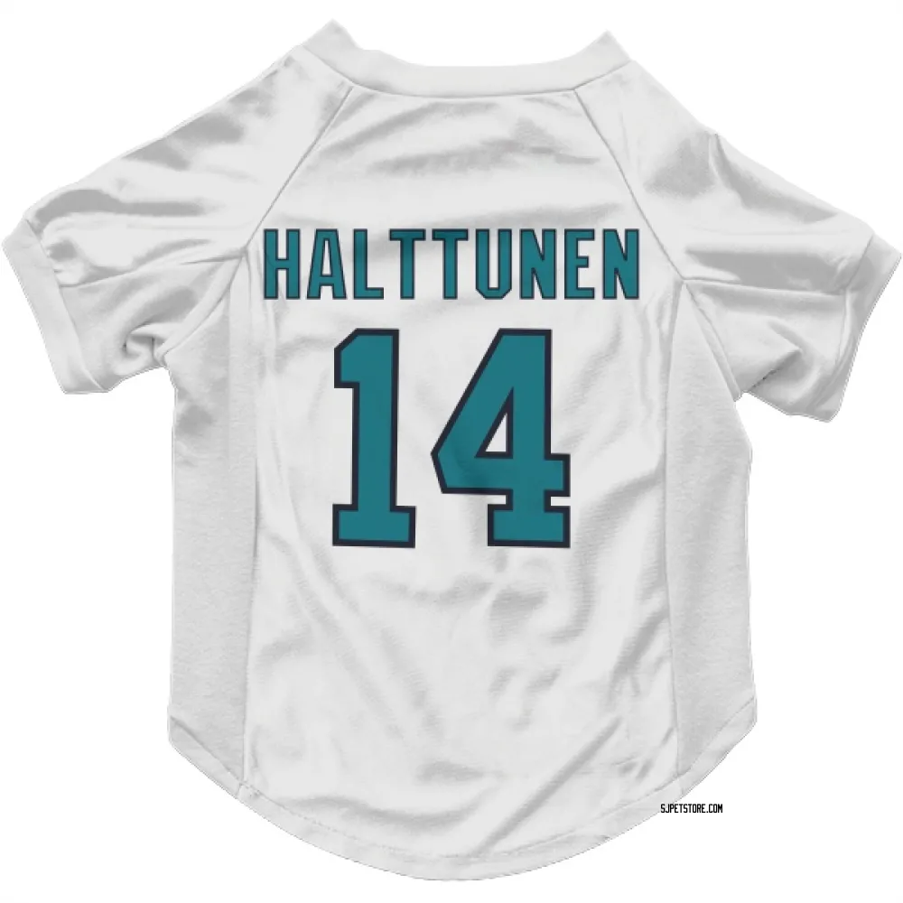San Jose Sharks Kasper Halttunen White Pet Jersey for Dog & Cat