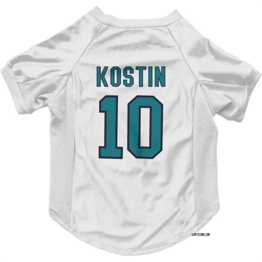 San Jose Sharks Klim Kostin White Pet Jersey for Dog & Cat