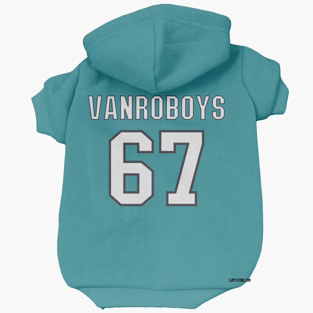 San Jose Sharks Lucas Vanroboys Teal Pet Hoodie for Dog & Cat