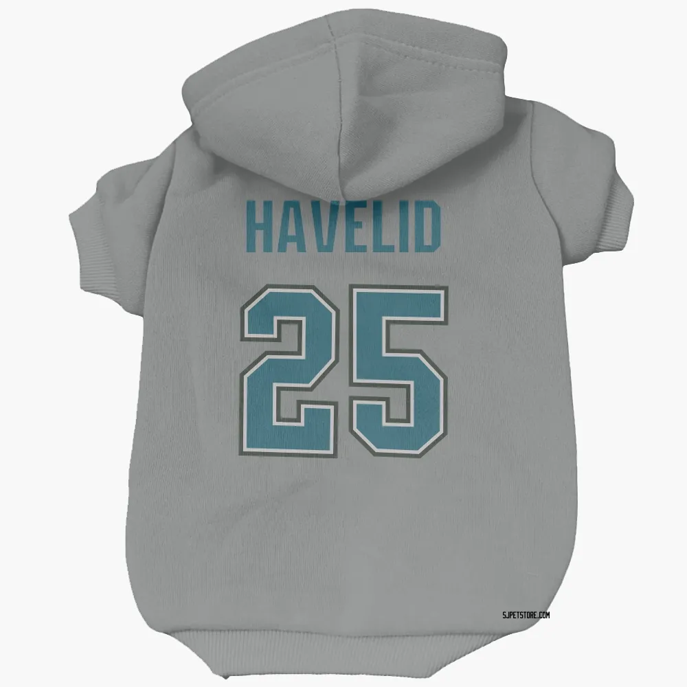 San Jose Sharks Mattias Havelid Gray Pet Hoodie for Dog & Cat