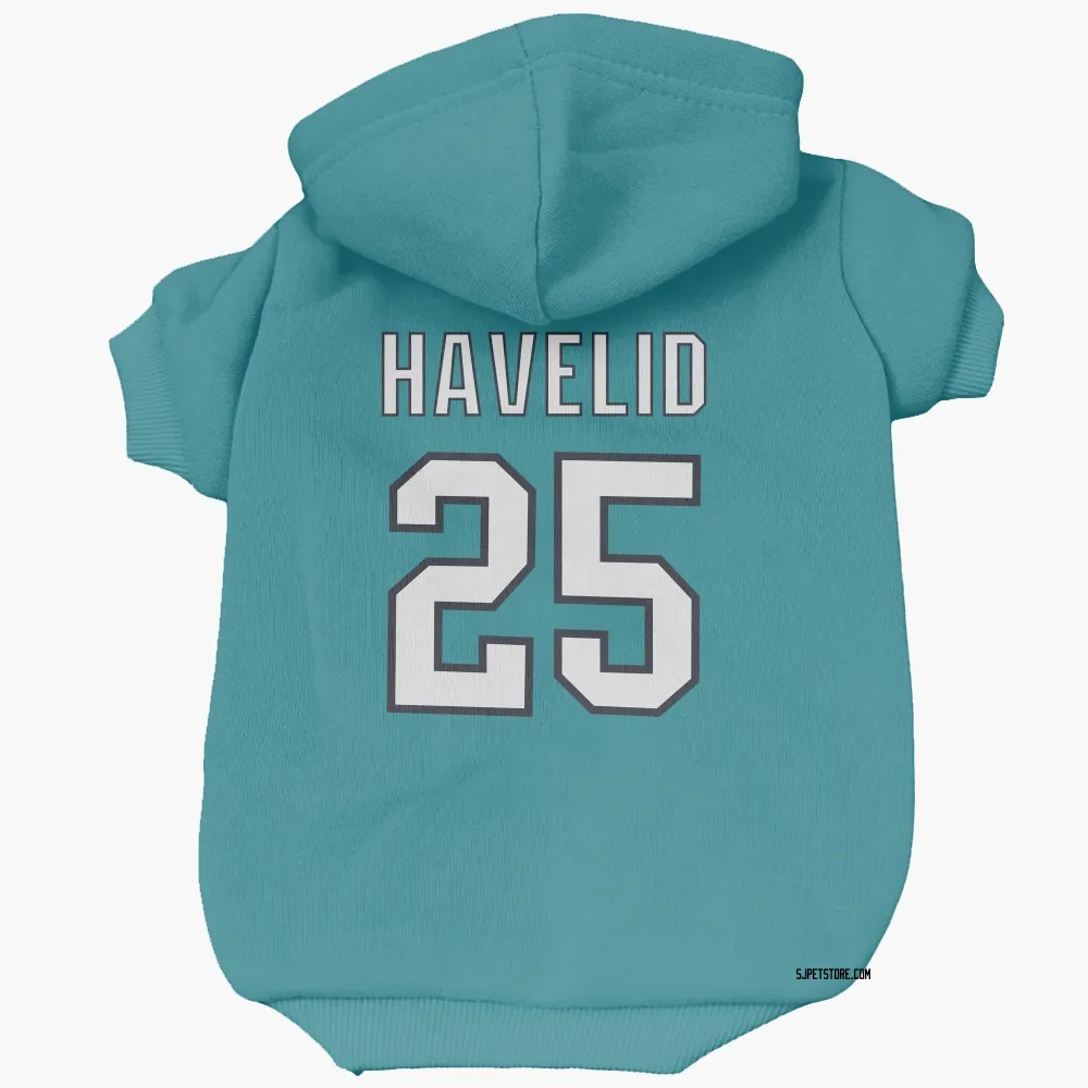 San Jose Sharks Mattias Havelid Teal Pet Hoodie for Dog & Cat
