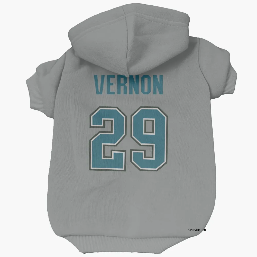 San Jose Sharks Mike Vernon Gray Pet Hoodie for Dog & Cat